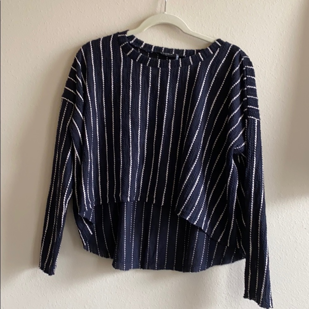 Black and White Striped Crop Top